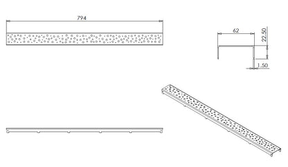 Wiesbaden Loose grid type 3 for 3rd generation shower drain 80cm