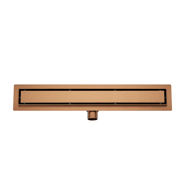 Douchegoot met flens en tegelrooster | 70x7cm | Geborsteld brons koper PVD