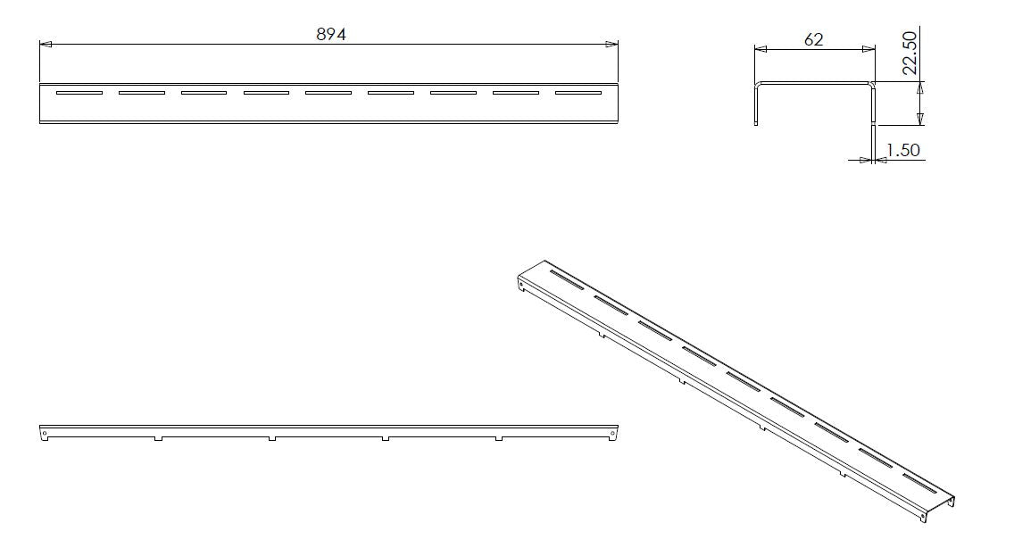 Wiesbaden Loose grid type 4 for 3rd generation shower drain 90cm