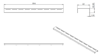 Wiesbaden Loose grid type 4 for 3rd generation shower drain 90cm