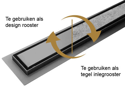 Shower drain with flange and tile grid 80 x 7 cm gunmetal PVD