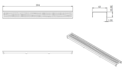 Rejilla suelta tipo 5 Wiesbaden para desagüe de ducha de 3.ª generación de 60 cm