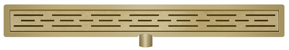 Douchegoot met flens en rooster 80 x 7 cm geborsteld messing PVD