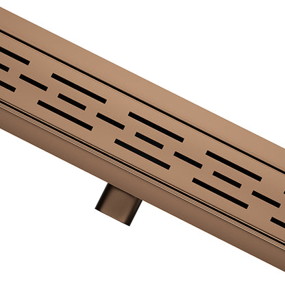 Douchegoot met flens en rooster 100 x 7 cm geborsteld brons koper PVD