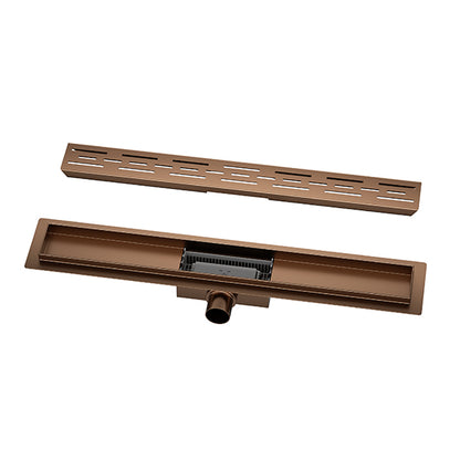 Douchegoot met flens en rooster 100 x 7 cm geborsteld brons koper PVD