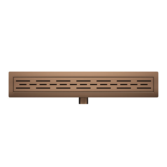 Douchegoot met flens en rooster 100 x 7 cm geborsteld brons koper PVD