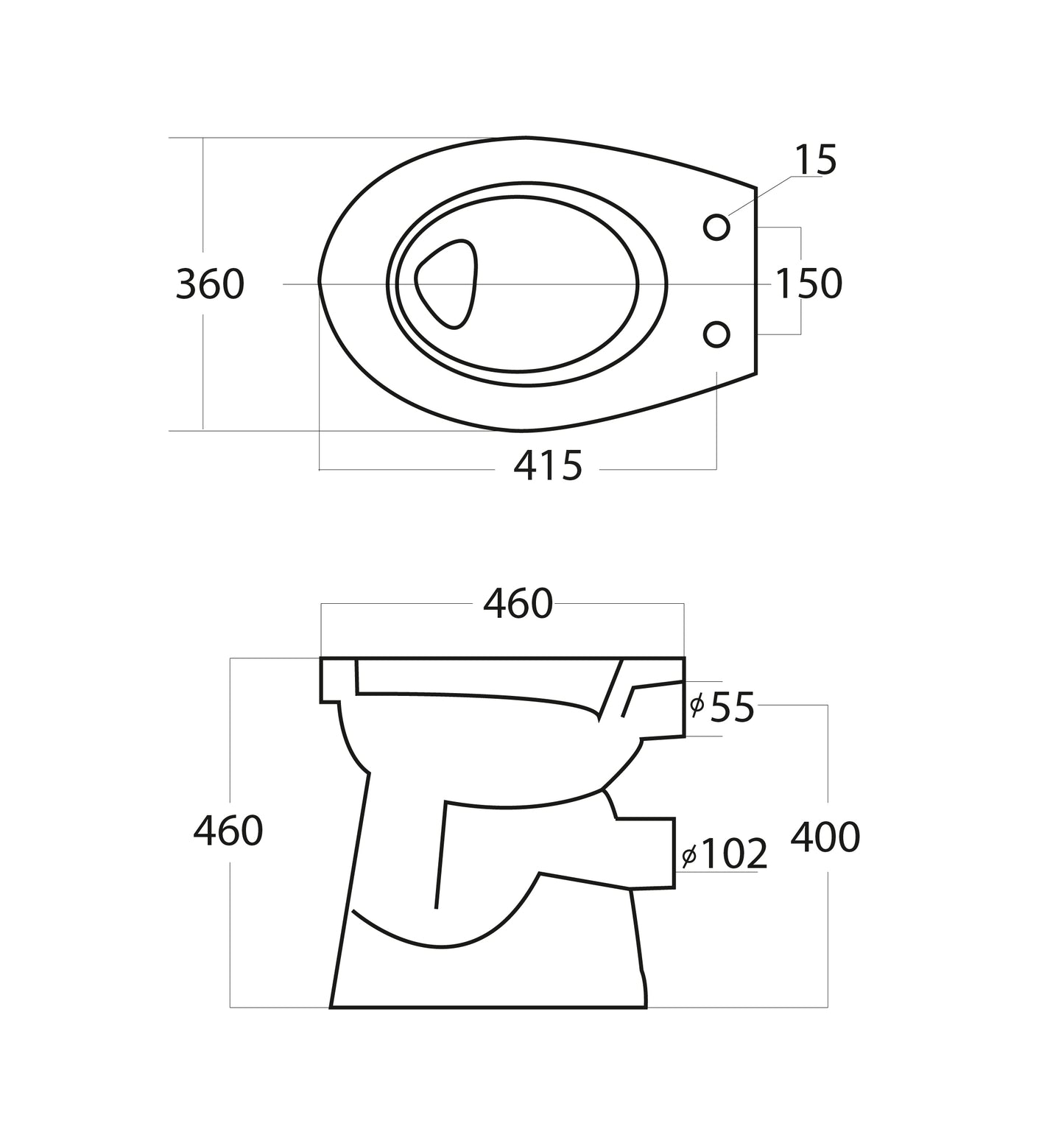 Wiesbaden staande verhoogde toiletpot +6 PK wit - WDtegels