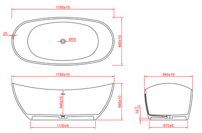 Wiesbaden Eva Solid Surface vrijstaand bad 1795x845x640