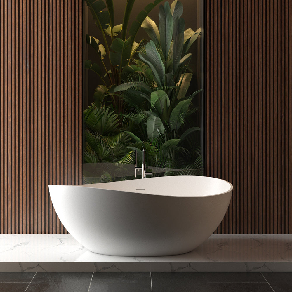 Waive vrijstaand ligbad 160 x 95 cm solid surface mat wit - WDtegels