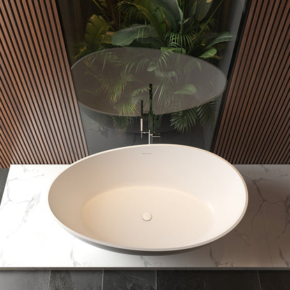 Waive vrijstaand ligbad | 160x95cm | Solid surface mat wit
