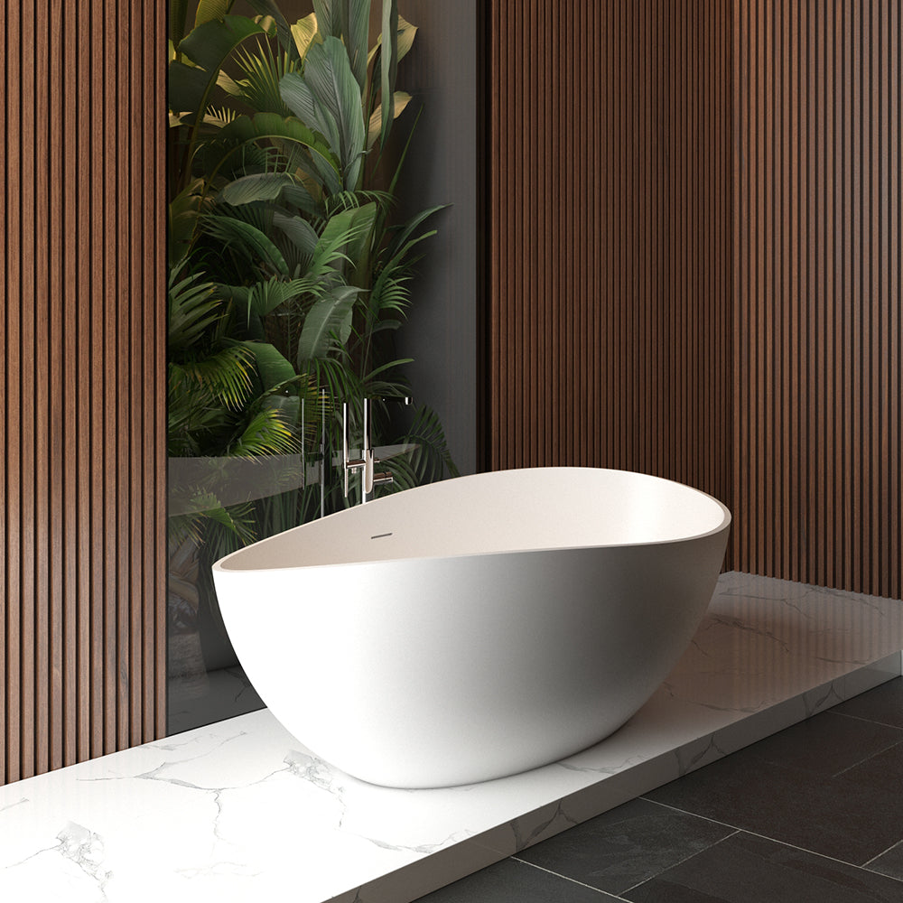 Waive vrijstaand ligbad | 160x95cm | Solid surface mat wit