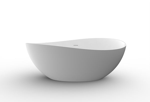 Waive freestanding bathtub 160 x 95 cm solid surface matt white