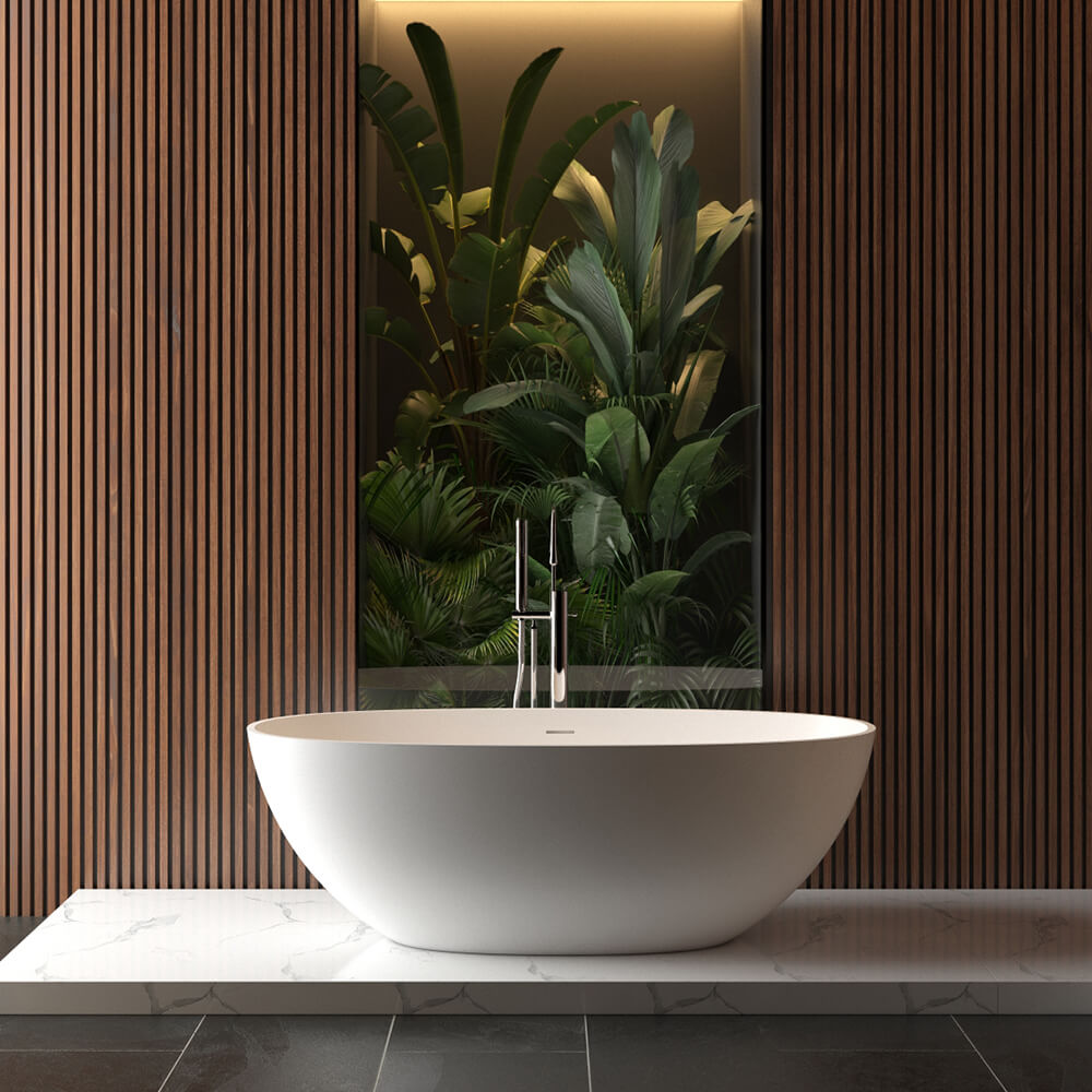 Chiek vrijstaand ligbad 165 x 75 cm solid surface mat wit - WDtegels