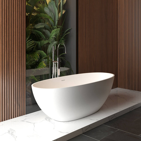 Chiek vrijstaand ligbad | 165x75cm | Solid surface mat wit