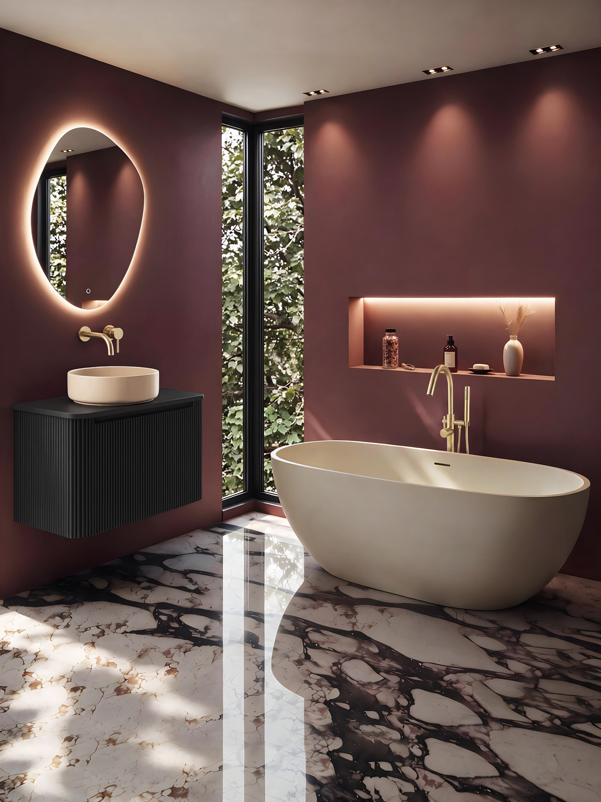 Chiek vrijstaand ligbad 165x75cm solid surface beige - detailfoto