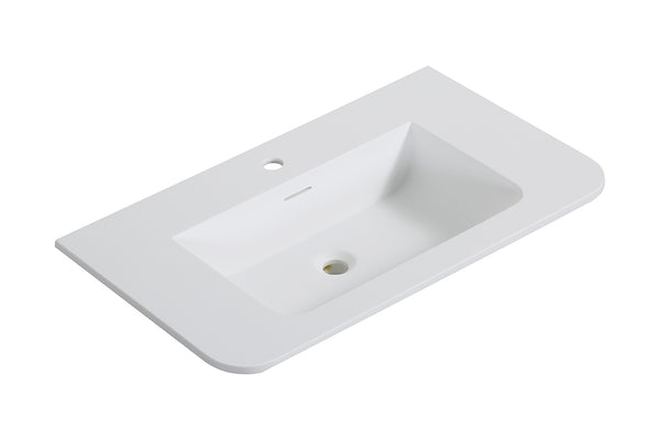 Lavabo sobre mueble Laro | 80x48x1,5 cm | 1 orificio para grifo | Solid surface blanco mate