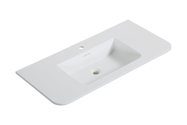 Lavabo sobre mueble Laro | 100x48x1,5 cm | 1 orificio para grifo | Solid surface blanco mate