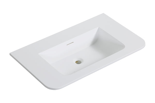 Lavabo sobre mueble Laro | 80x48x1,5 cm | Sin orificio para grifo | Solid surface blanco mate