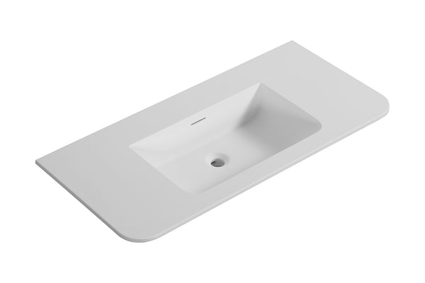 Lavabo sobre mueble Laro | 100x48x1,5 cm | Sin orificio para grifo | Solid surface blanco mate