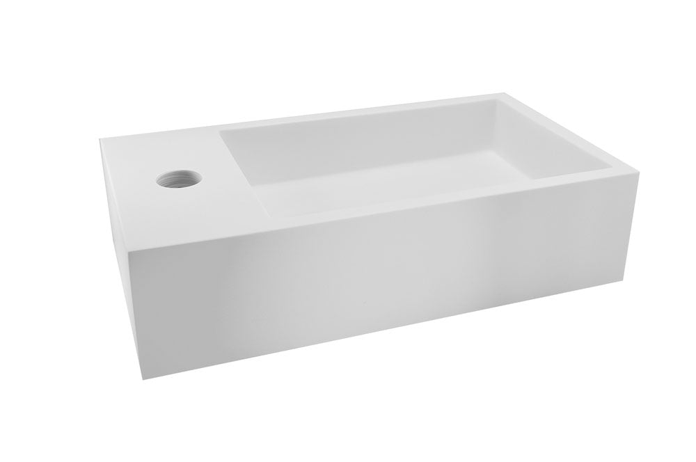 Lotte fontein links 40 x 22 x 10 cm solid surface mat wit - WDtegels