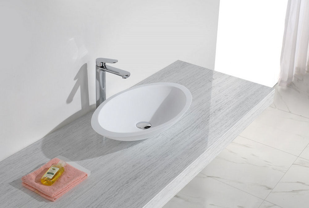 Kim waskom ovaal 59 x 35 x 11 cm solid surface mat wit - WDtegels
