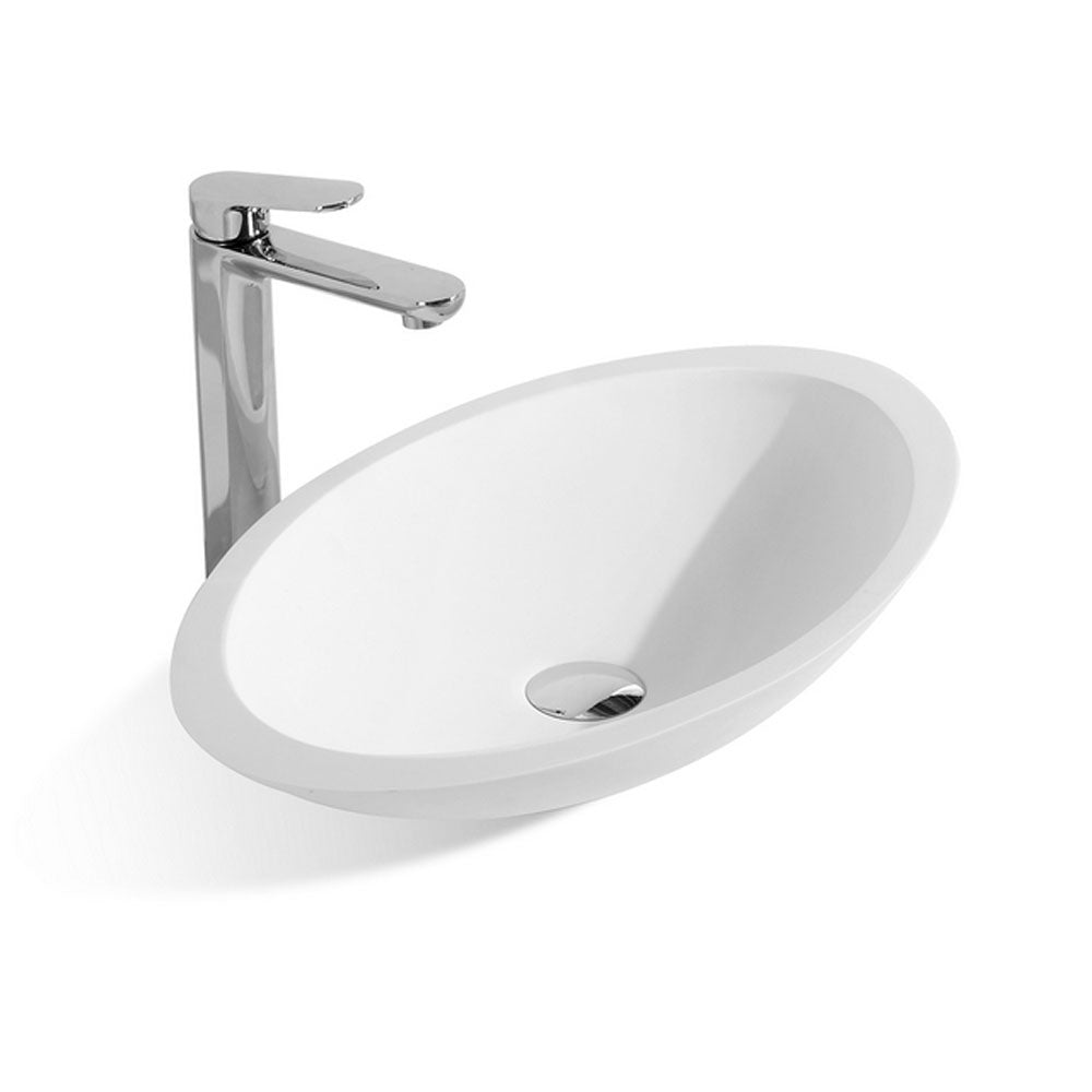 Kim waskom ovaal 59 x 35 x 11 cm solid surface mat wit - WDtegels
