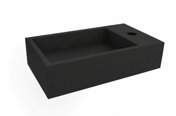 Lotte right-hand countertop basin | 40x22x10cm | Solid surface matte black