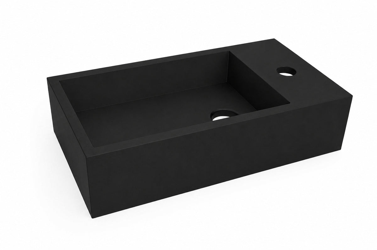 Lotte fontein rechts 40 x 22 x 10 cm solid surface mat zwart - afbeelding 2