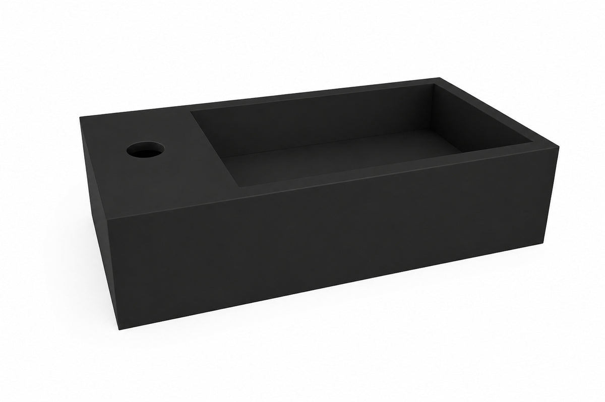 Lotte fontein links 40 x 22 x 10 cm solid surface mat zwart