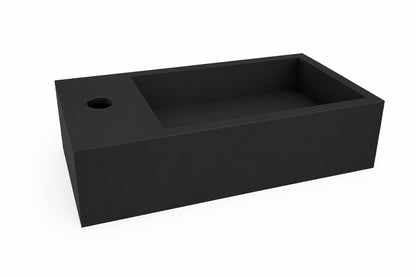 Lotte fontein links 40 x 22 x 10 cm solid surface mat zwart