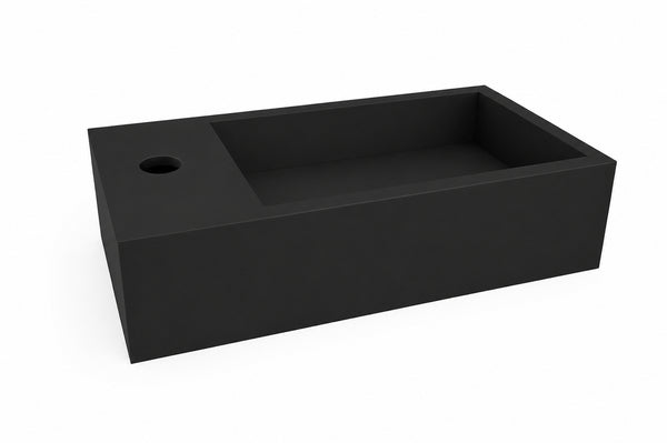 Lotte left-hand countertop basin | 40x22x10cm | Solid surface matte black
