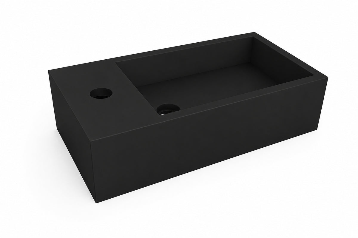 Lotte fontein links 40 x 22 x 10 cm solid surface mat zwart - afbeelding 2