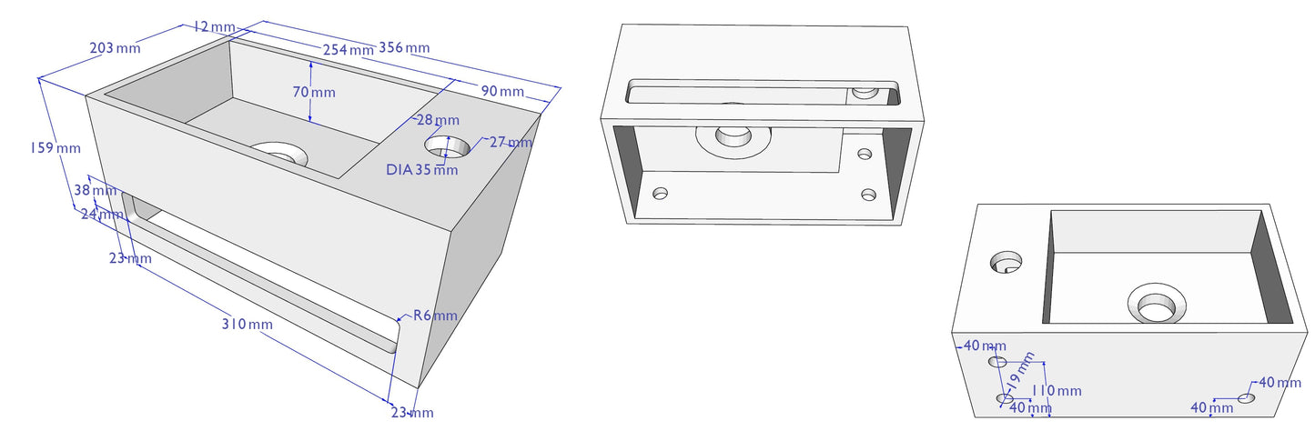 Wiesbaden Julia fontein Solid Surface 35 x 20 x 16 cm betonlook rechts