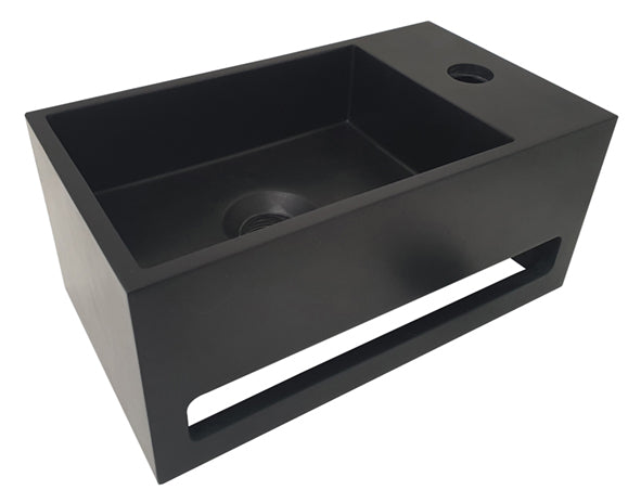 Julia fontein rechts | 35x20x16cm | Solid surface mat zwart