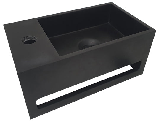 Julia fontein links | 35x20x16cm | Solid surface mat zwart