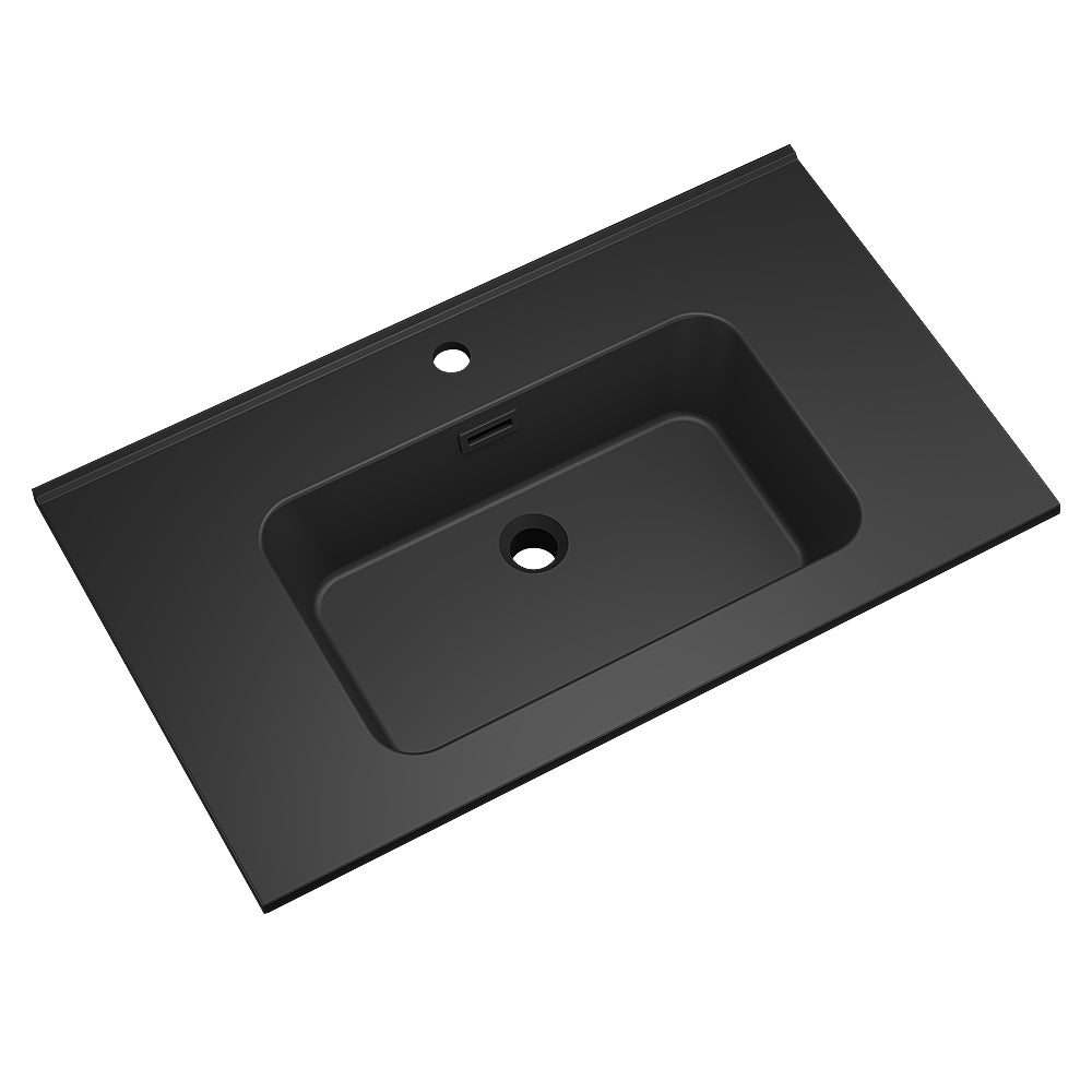 Ribbella wastafel 100 cm kunstmarmer mat zwart - WDtegels