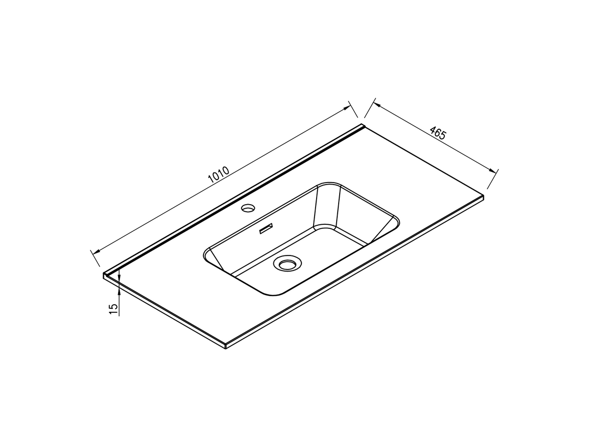 Lijntekening Ribbella meubelwastafel 100 cm kunstmarmer mat zwart 1