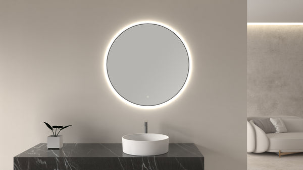 Novi spiegel 60 cm rond met LED, dimbaar mat zwart