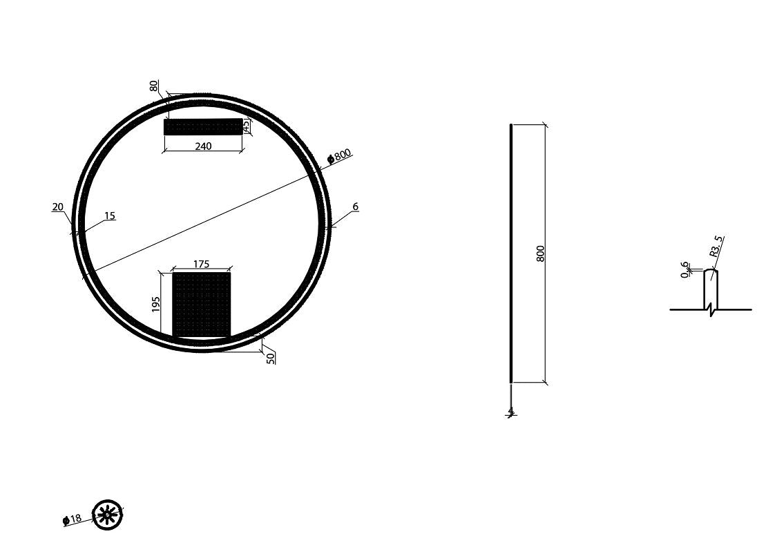 Novi spiegel 80 cm rond met LED, dimbaar mat zwart - WDtegels