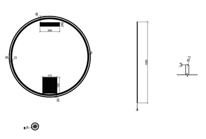 Novi spiegel 100 cm rond met LED, dimbaar mat zwart - WDtegels