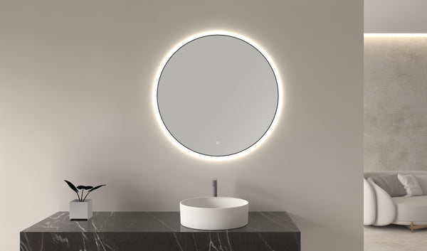 Novi spiegel rond met LED, dimbaar 100 cm mat zwart