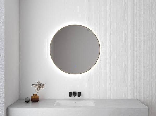 Novi spiegel 100 cm rond met LED, dimbaar geborsteld messing
