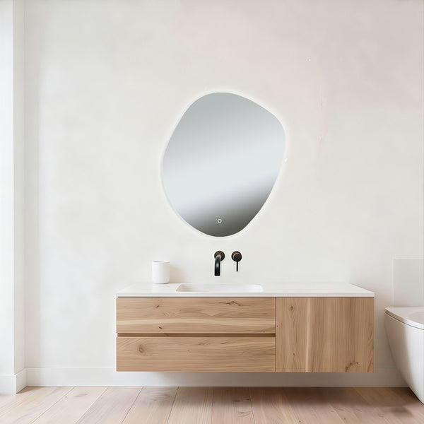 Ellva organische spiegel 100 x 120 cm met LED, dimbaar en spiegelverwarming