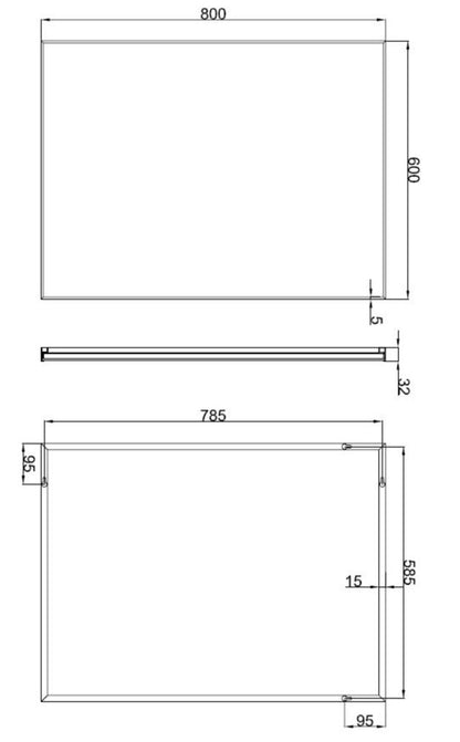 Edge spiegel met aluminium lijst 80 x 60 cm 8718858073696