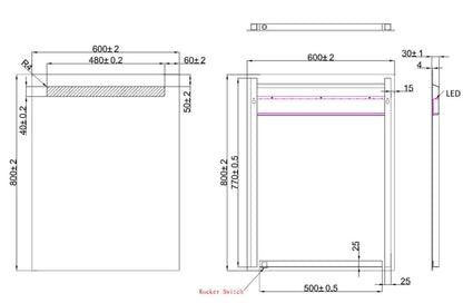 Wiesbaden Tigris spiegel met led verlichting 60x80cm - WDtegels