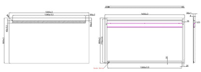Tigris spiegel 140 x 80 cm rechthoek met LED - WDtegels