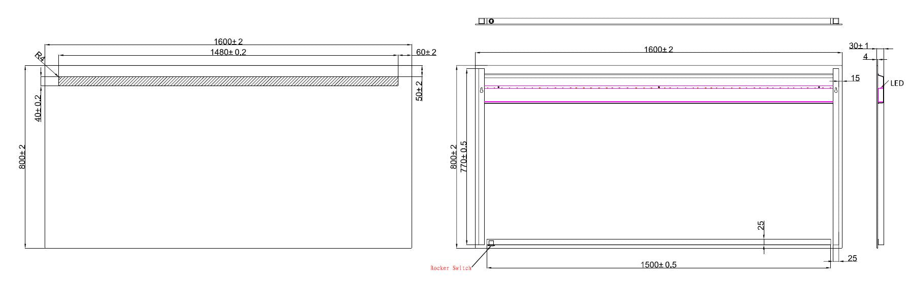 Tigris spiegel 160 x 80 cm rechthoek met LED - WDtegels