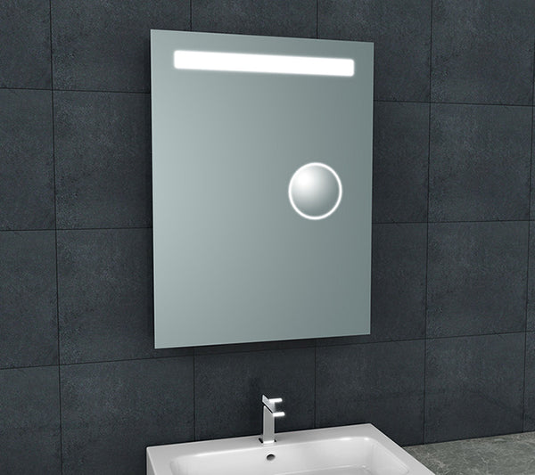 Tigris spiegel 60 x 80 cm rechthoek met LED en scheerspiegel