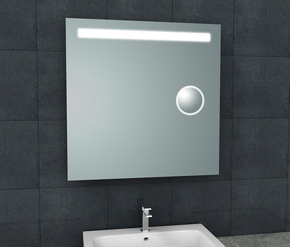 Tigris spiegel vierkant met LED en scheerspiegel 80 x 80 cm - WDtegels