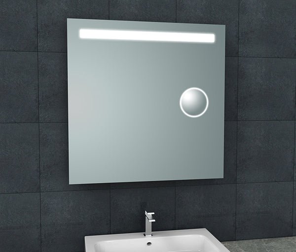 Tigris spiegel 80 x 80 cm vierkant met LED en scheerspiegel